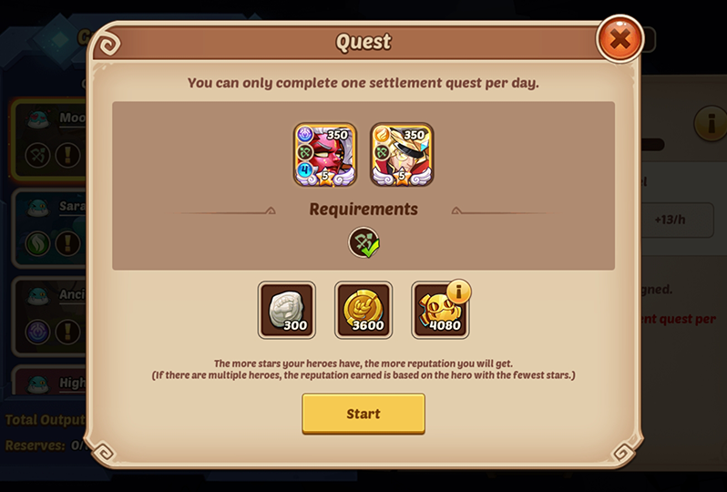 Settlement Quest Reputation